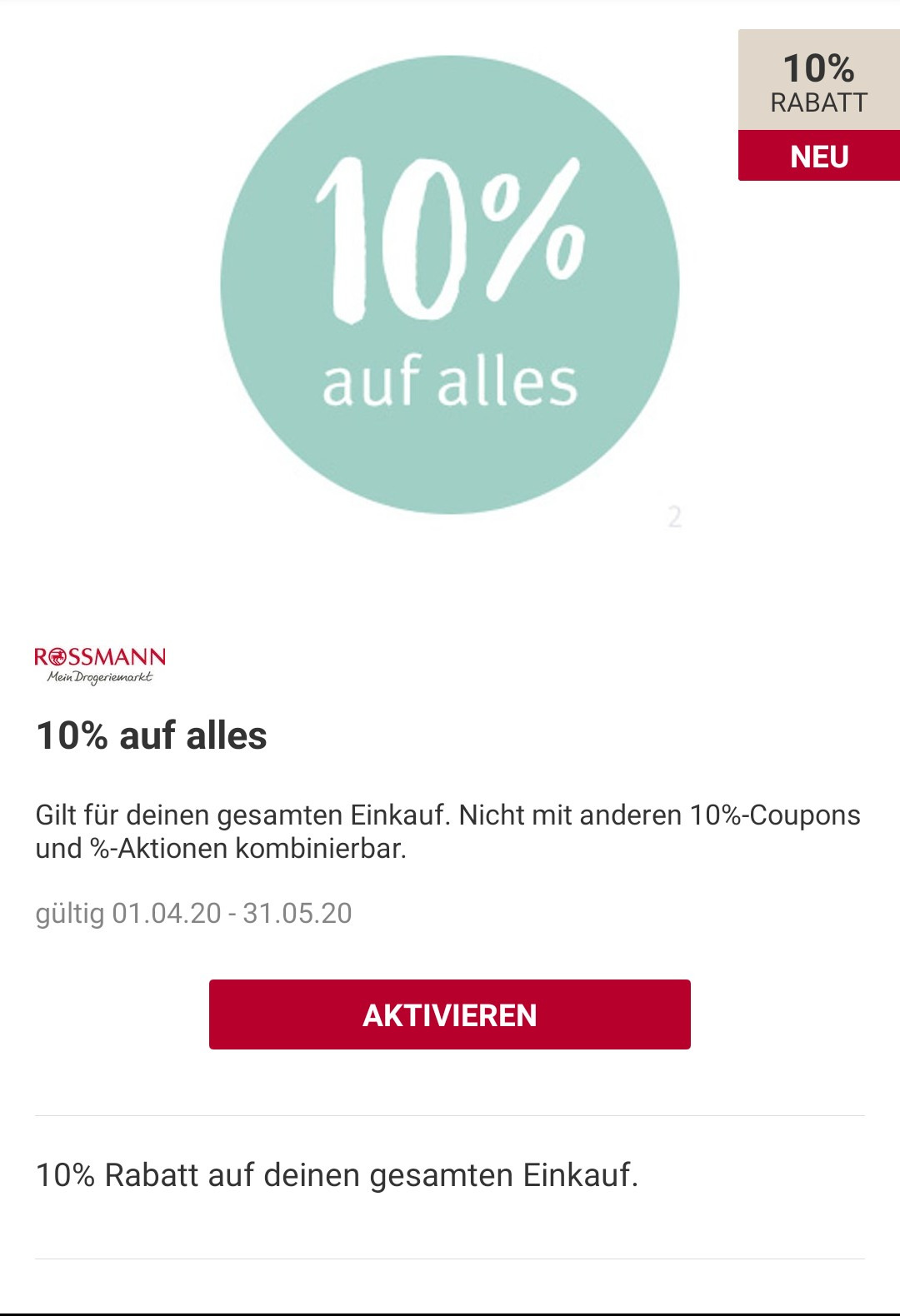 Rossmann 10 Prozent Gutschein Ausdrucken November 2019