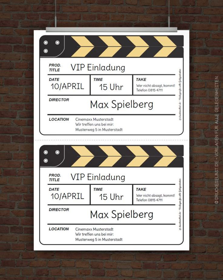 Filmklappe Als Gutschein Zum Ausdrucken